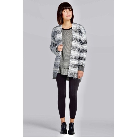 Heartloom Evereve Mila Multi Striped Open Front Long Sleeve Cardigan Sweater M - Picture 2 of 16